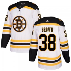 Men's Adidas Boston Bruins Patrick Brown White Away Jersey - Authentic