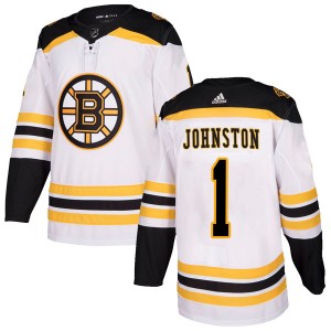 Men's Adidas Boston Bruins Eddie Johnston White Away Jersey - Authentic