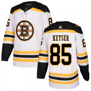 Men's Adidas Boston Bruins Kyle Keyser White Away Jersey - Authentic