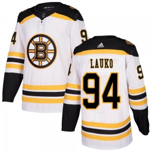 Men's Adidas Boston Bruins Jakub Lauko White Away Jersey - Authentic