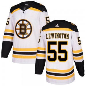 Men's Adidas Boston Bruins Tyler Lewington White Away Jersey - Authentic