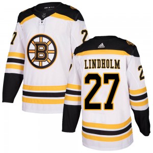 Men's Adidas Boston Bruins Hampus Lindholm White Away Jersey - Authentic
