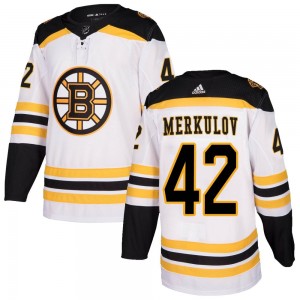 Men's Adidas Boston Bruins Georgii Merkulov White Away Jersey - Authentic