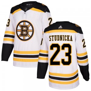Men's Adidas Boston Bruins Jack Studnicka White Away Jersey - Authentic