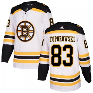 Men's Adidas Boston Bruins Luke Toporowski White Away Jersey - Authentic