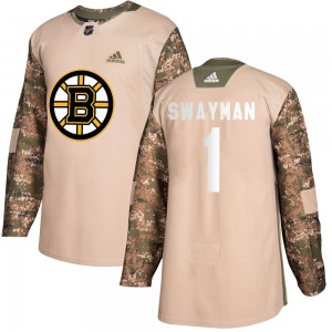Youth Adidas Boston Bruins Jeremy Swayman Camo Veterans Day Practice Jersey - Authentic