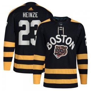 Men's Adidas Boston Bruins Steve Heinze Black 2023 Winter Classic Jersey - Authentic