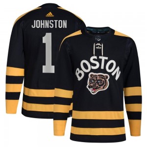 Men's Adidas Boston Bruins Eddie Johnston Black 2023 Winter Classic Jersey - Authentic