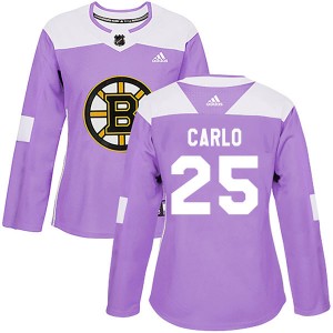 Women's Adidas Boston Bruins Brandon Carlo Purple Fights Cancer Practice Jersey - Authentic