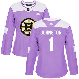 Women's Adidas Boston Bruins Eddie Johnston Purple Fights Cancer Practice Jersey - Authentic