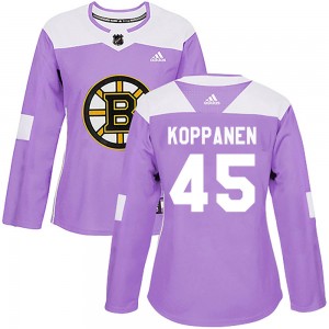 Women's Adidas Boston Bruins Joona Koppanen Purple Fights Cancer Practice Jersey - Authentic