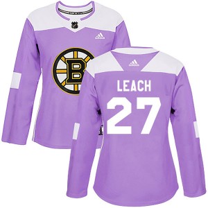 Women's Adidas Boston Bruins Reggie Leach Purple Fights Cancer Practice Jersey - Authentic