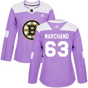 Women's Adidas Boston Bruins Brad Marchand Purple Fights Cancer Practice Jersey - Authentic