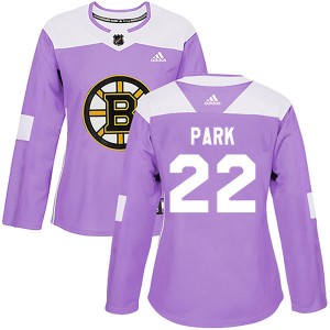 Women's Adidas Boston Bruins Brad Park Purple Fights Cancer Practice Jersey - Authentic