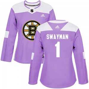 Women's Adidas Boston Bruins Jeremy Swayman Purple Fights Cancer Practice Jersey - Authentic