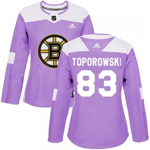 Women's Adidas Boston Bruins Luke Toporowski Purple Fights Cancer Practice Jersey - Authentic