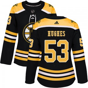 Women's Adidas Boston Bruins Cameron Hughes Black Home Jersey - Authentic