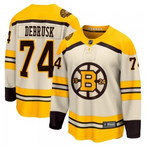 Men's Fanatics Branded Boston Bruins Jake DeBrusk Cream Breakaway 100th Anniversary Jersey - Premier