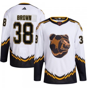 Men's Adidas Boston Bruins Patrick Brown White Reverse Retro 2.0 Jersey - Authentic