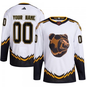 Men's Adidas Boston Bruins Custom White Custom Reverse Retro 2.0 Jersey - Authentic