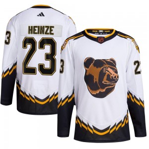 Men's Adidas Boston Bruins Steve Heinze White Reverse Retro 2.0 Jersey - Authentic