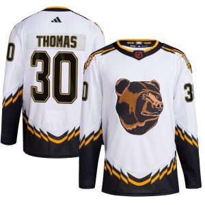 Men's Adidas Boston Bruins Tim Thomas White Reverse Retro 2.0 Jersey - Authentic