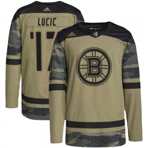 Youth Adidas Boston Bruins Milan Lucic Camo Military Appreciation Practice Jersey - Authentic
