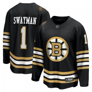 Youth Fanatics Branded Boston Bruins Jeremy Swayman Black Breakaway 100th Anniversary Jersey - Premier