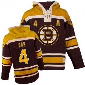 Youth Boston Bruins Bobby Orr Black Old Time Hockey Sawyer Hooded Sweatshirt - Authentic