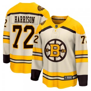 Youth Fanatics Branded Boston Bruins Brett Harrison Cream Breakaway 100th Anniversary Jersey - Premier