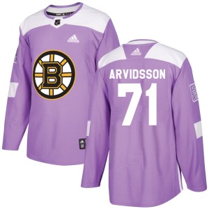 Men's Adidas Boston Bruins Viktor Arvidsson Purple Fights Cancer Practice Jersey - Authentic