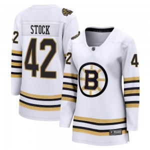 Women's Fanatics Branded Boston Bruins Pj Stock White Breakaway 100th Anniversary Jersey - Premier