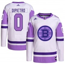 Men's Adidas Boston Bruins Michael DiPietro White/Purple Hockey Fights Cancer Primegreen Jersey - Authentic