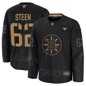 Men's Fanatics Boston Bruins Oskar Steen Black 2024 Military Appreciation Practice Jersey - Premium
