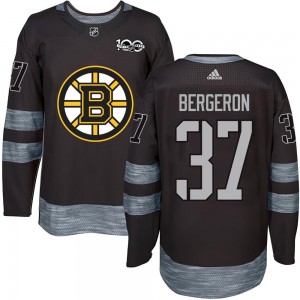 Men's Boston Bruins Patrice Bergeron Black 1917-2017 100th Anniversary Jersey - Authentic