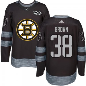 Men's Boston Bruins Patrick Brown Black 1917-2017 100th Anniversary Jersey - Authentic