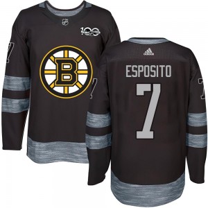 Men's Boston Bruins Phil Esposito Black 1917-2017 100th Anniversary Jersey - Authentic