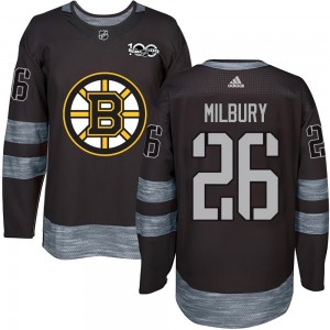 Men's Boston Bruins Mike Milbury Black 1917-2017 100th Anniversary Jersey - Authentic