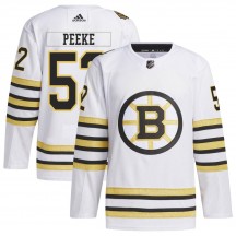 Youth Adidas Boston Bruins Andrew Peeke White 100th Anniversary Primegreen Jersey - Authentic