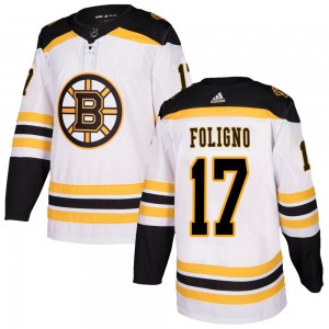 Youth Adidas Boston Bruins Nick Foligno White Away Jersey - Authentic