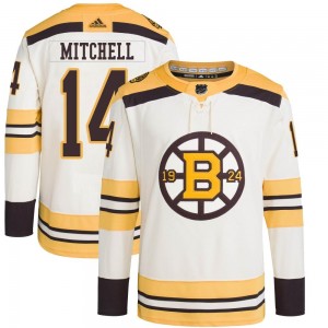 Men's Adidas Boston Bruins Ian Mitchell Cream 100th Anniversary Primegreen Jersey - Authentic