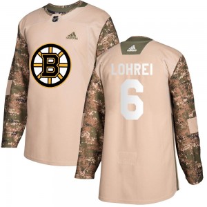 Men's Adidas Boston Bruins Mason Lohrei Camo Veterans Day Practice Jersey - Authentic