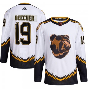 Youth Adidas Boston Bruins Johnny Beecher White Reverse Retro 2.0 Jersey - Authentic
