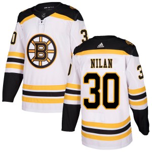 Men's Adidas Boston Bruins Chris Nilan White Away Jersey - Authentic