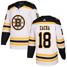 Men's Adidas Boston Bruins Pavel Zacha White Away Jersey - Authentic