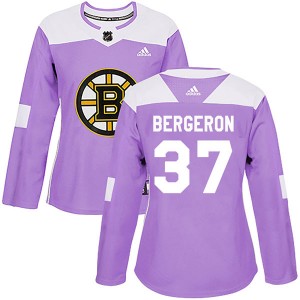 Women's Adidas Boston Bruins Patrice Bergeron Purple Fights Cancer Practice Jersey - Authentic