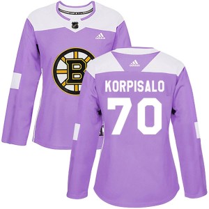 Women's Adidas Boston Bruins Joonas Korpisalo Purple Fights Cancer Practice Jersey - Authentic