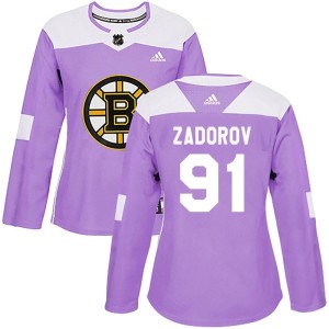 Women's Adidas Boston Bruins Nikita Zadorov Purple Fights Cancer Practice Jersey - Authentic