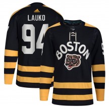 Youth Adidas Boston Bruins Jakub Lauko Black 2023 Winter Classic Jersey - Authentic