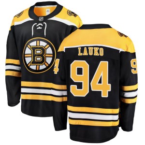 Youth Fanatics Branded Boston Bruins Jakub Lauko Black Home Jersey - Breakaway